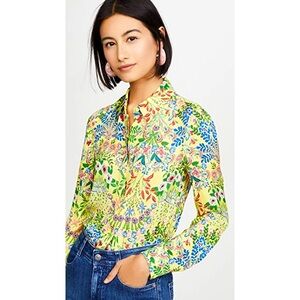 alice + olivia willa floral button-down shirt wildflower daffodil yellow multi